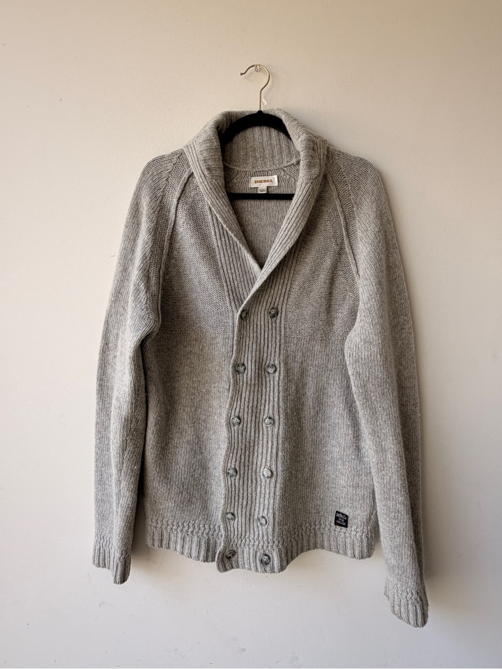 Diesel Men's Double-Breasted Shawl Collar Cardigan - Light Gray